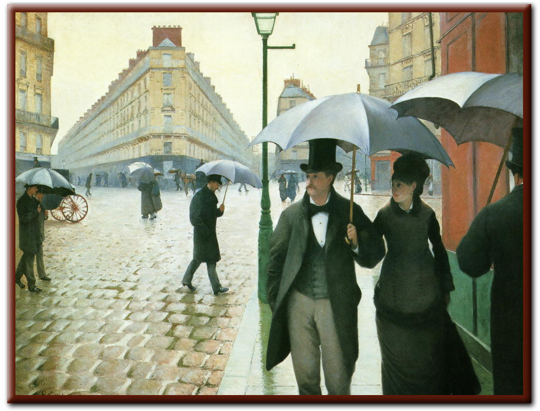 カイユボット パリの通り・雨 絵画解説 印象派絵画